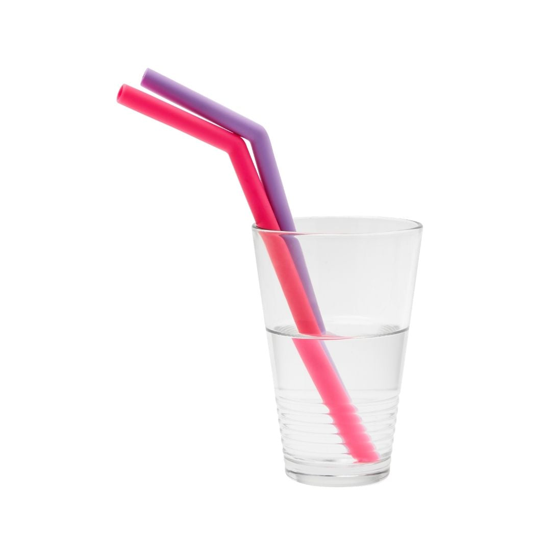 Reusable Soft Silicone Straws - Pink & Purple
