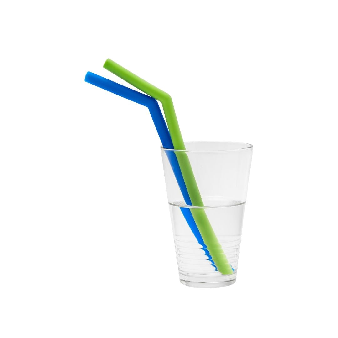 Reusable Soft Silicone Straws - Green & Blue