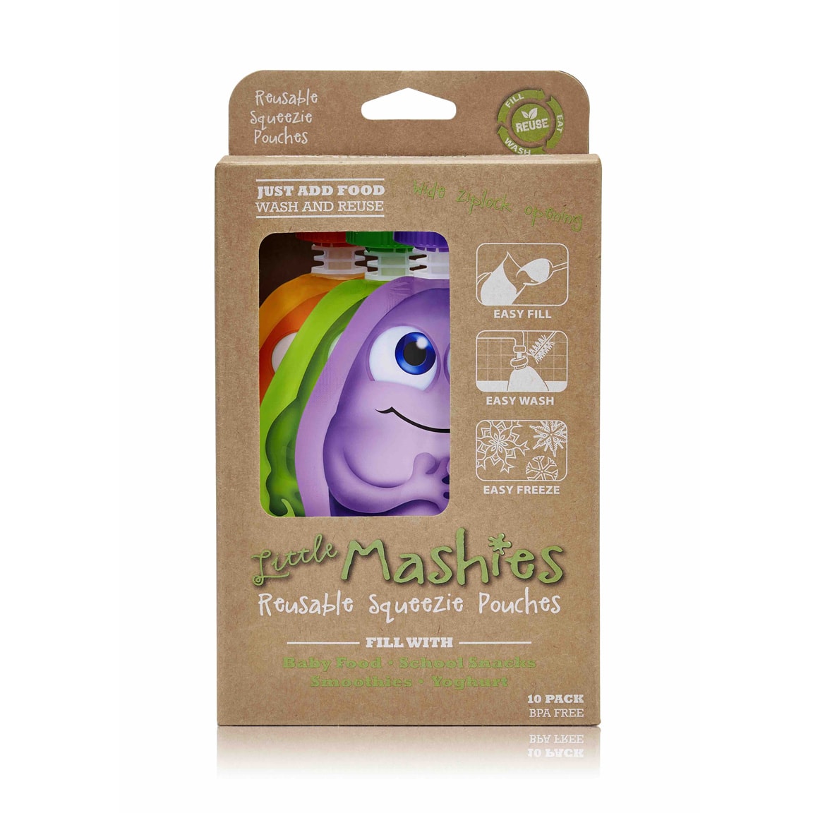 Reusable Food Pouches - Mixed Colour Multipack