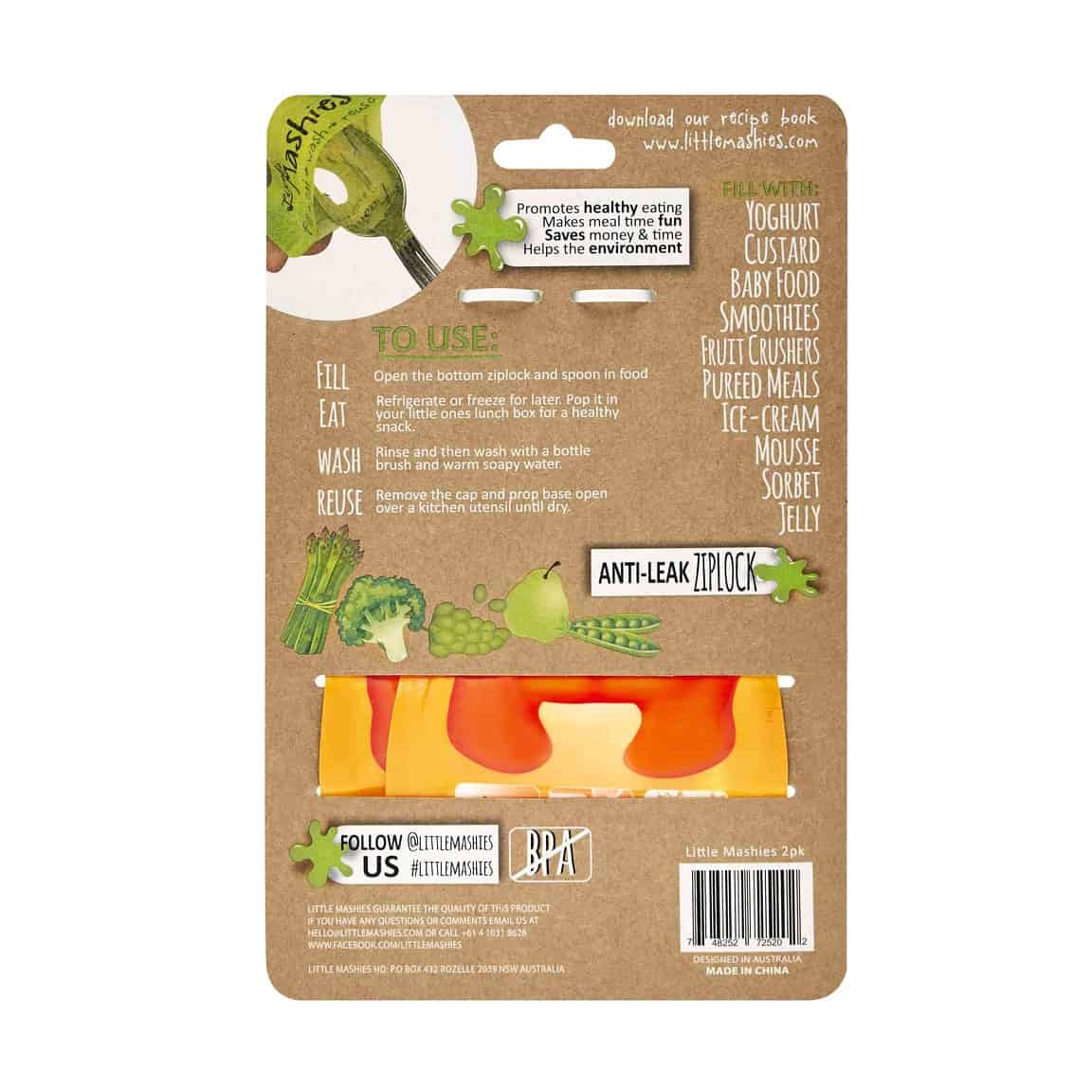 Reusable Food Pouches - Orange
